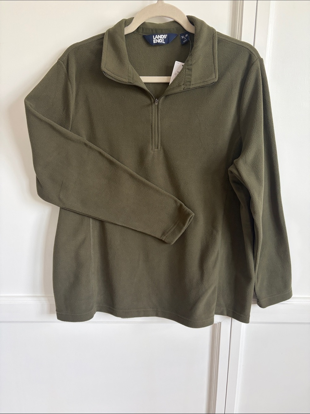 Lands' End Women's Olive Half-Zip Fleece Pullover